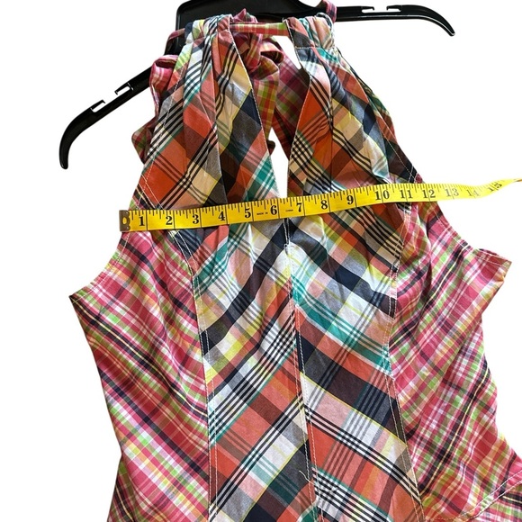 Anthropologie Pink and Blue Plaid Midi Dress Bohemian style - Picture 4 of 12